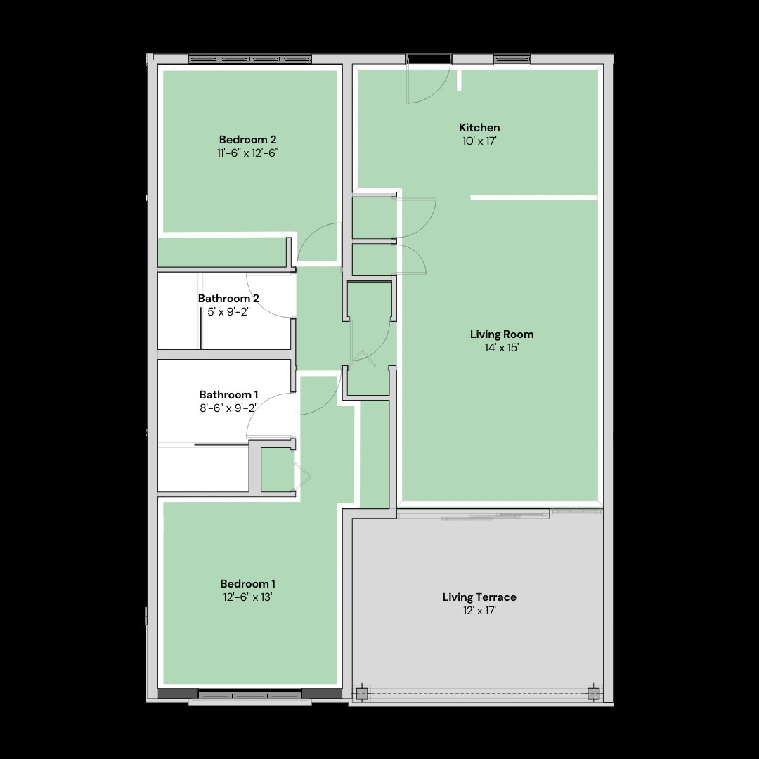 Rockley Residences | Modern 2-Bedroom Apartments Within Golf Community - floor plan
