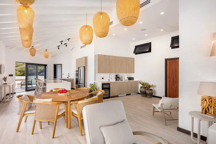 Ocean 19 | Oceanfront Living, 3-bedroom villa for sale in St Mary, Antigua & Barbuda - open-plan dining and living area