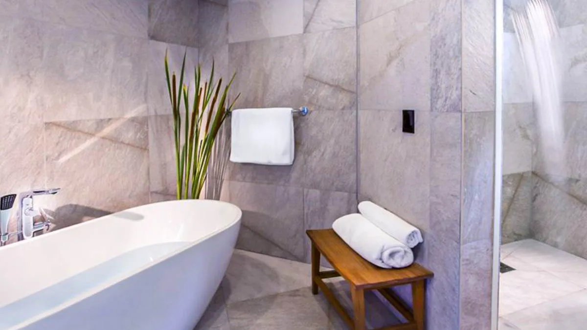 Tamarind Hills Villas | Luxury Beachfront Residences in Antigua, 1-bedroom villa for sale in St Mary, Antigua & Barbuda - bathroom with freestanding bath