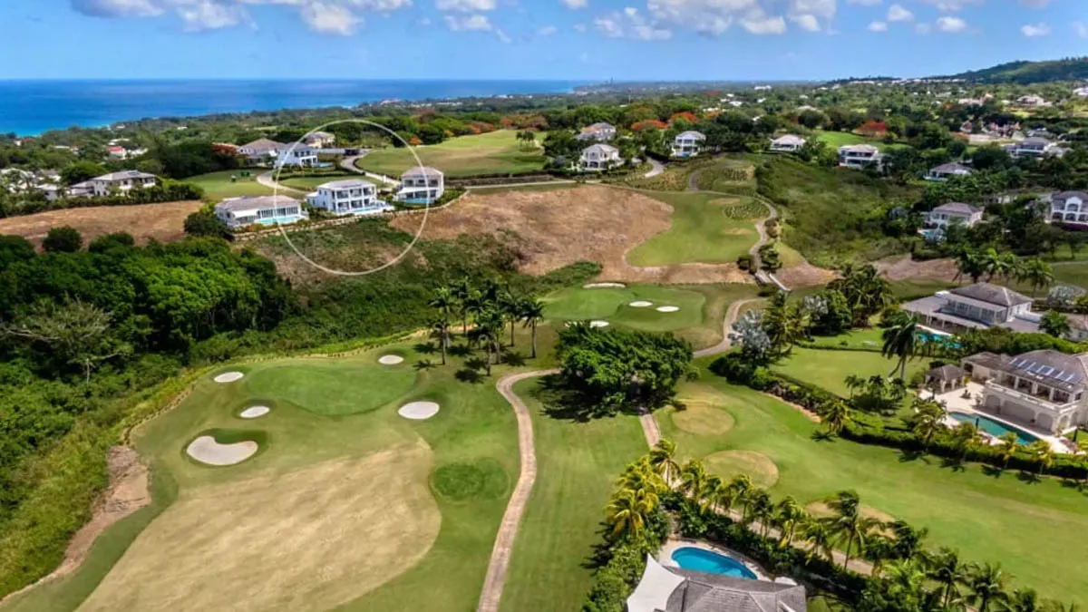 Jasmine Grove 2 | Modern Golf Course Villa at Royal Westmoreland, 4-bedroom villa for sale in St James, Barbados - aerial view over Royal Westmoreland golf course to the sea