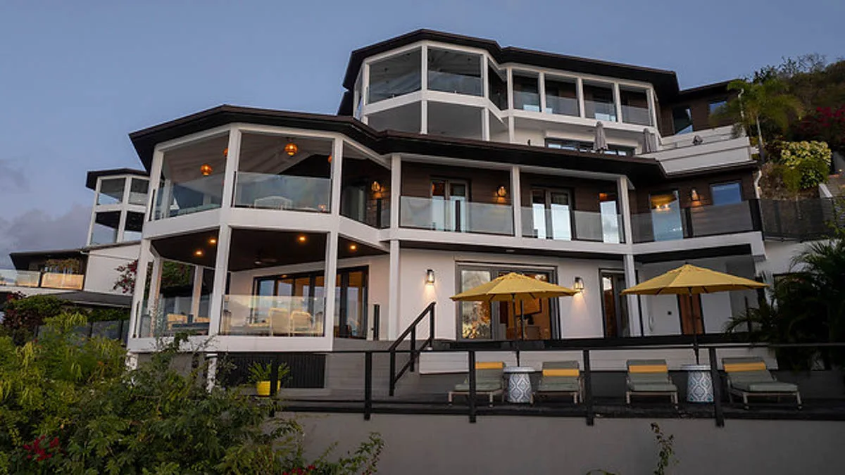 Villa Ocean 15 | Oceanfront Infinity Pool, 4-bedroom villa for sale in St Mary, Antigua & Barbuda - villa and terraces from the garden