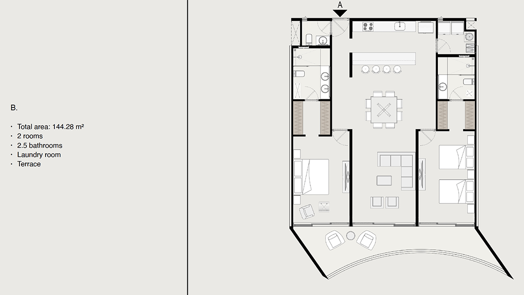 The Stella | Modern Coastline Apartment in Cozumel, Mexico - floor plan