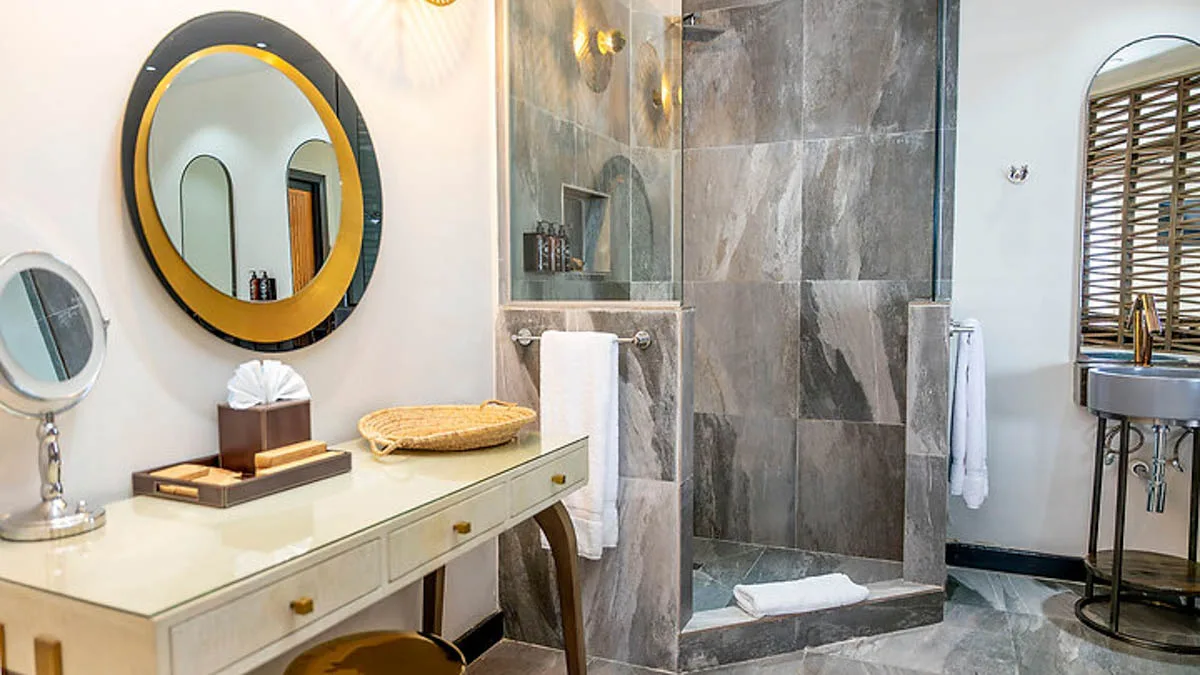 Ocean Suite K28 | Elevated Ocean Views, 1-bedroom villa for sale in St Mary, Antigua & Barbuda - dressing table and shower