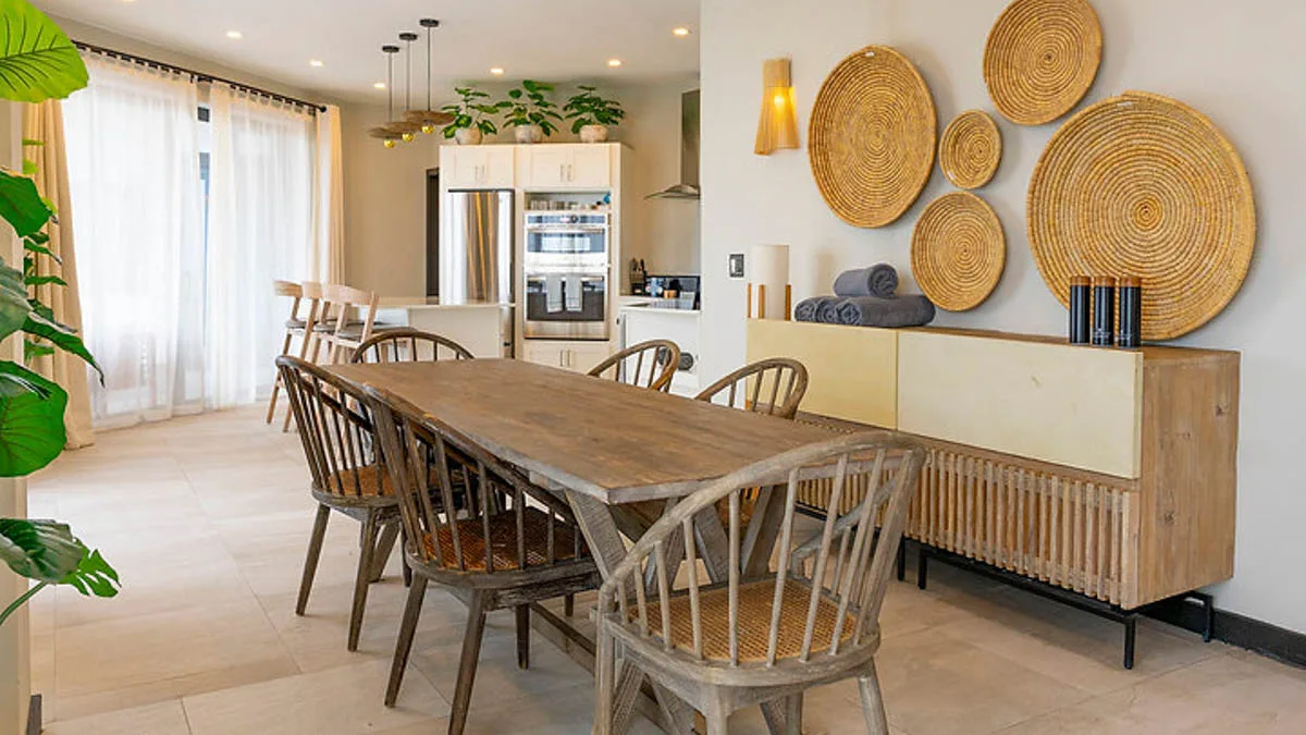 Villa Sea Star | Infinity Pool and Sea Views, 2-bedroom villa for sale in St Mary, Antigua & Barbuda - open-plan dining room and kitchen