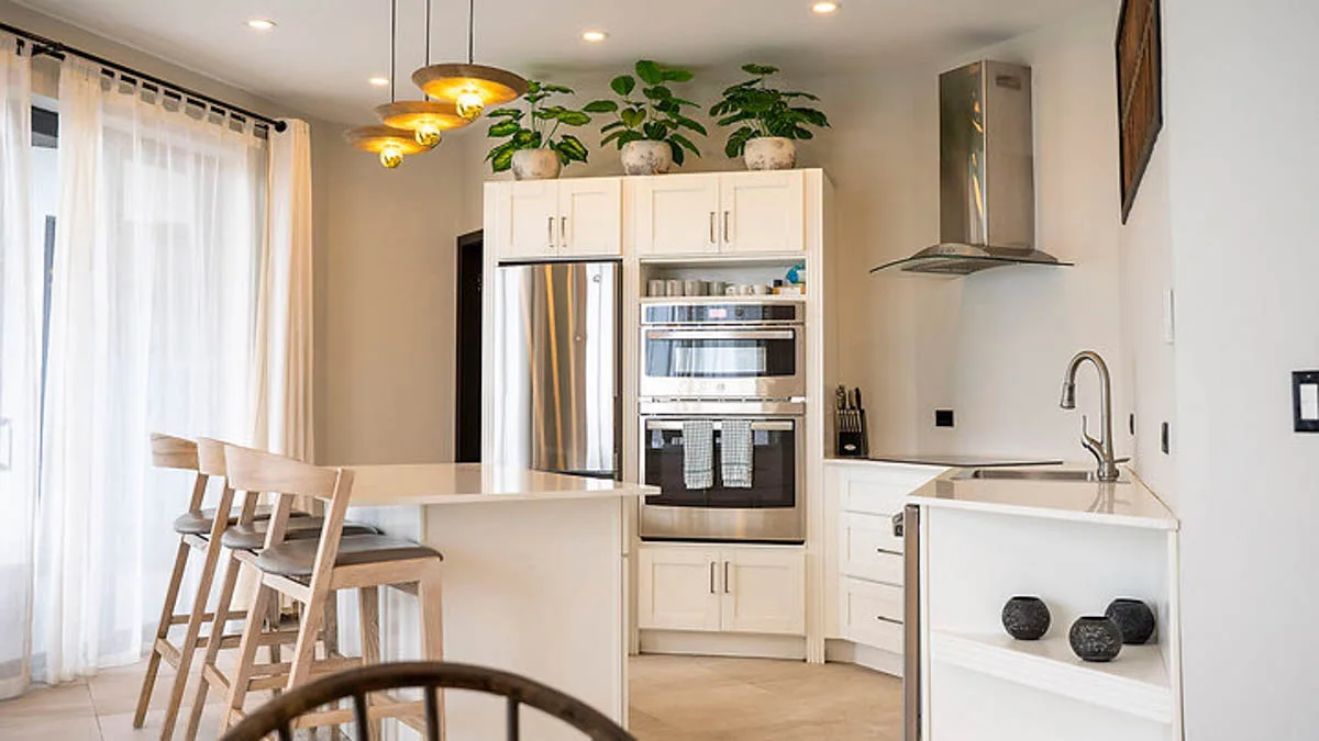 Villa Sea Star | Infinity Pool and Sea Views, 2-bedroom villa for sale in St Mary, Antigua & Barbuda - kitchen with breakfast bar