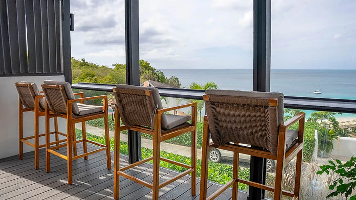 Villa Sea Star | Infinity Pool and Sea Views, 2-bedroom villa for sale in St Mary, Antigua & Barbuda - terrace bar overlooking the sea